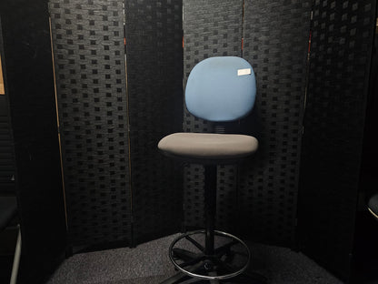 High Ergonomic Operators Drafting Chair without Arms in Grey and Blue
