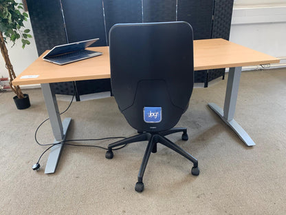 Used electric height adjustable sit stand desk 160cm x 80cm Beech finish