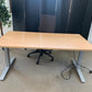 Used electric height adjustable sit stand desk 160cm x 80cm Beech finish