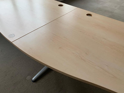 2 Seater Office Wave Desk Pod, Computer Workstation Desk 320cm x 100cm in Maple finish