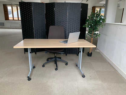 Used Beech Finish Folding Office Table - Computer Workstation Table, 150cm x 75cm