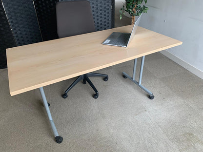 Used Beech Finish Folding Office Table - Computer Workstation Table, 150cm x 75cm