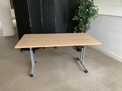 Used Beech Finish Folding Office Table - Computer Workstation Table, 150cm x 75cm