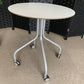 White Mobile Office Breakout Round Table, 60cm Table on castors