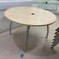 Used Round Office Breakout Meeting Table 120cm in Beech - Cable port
