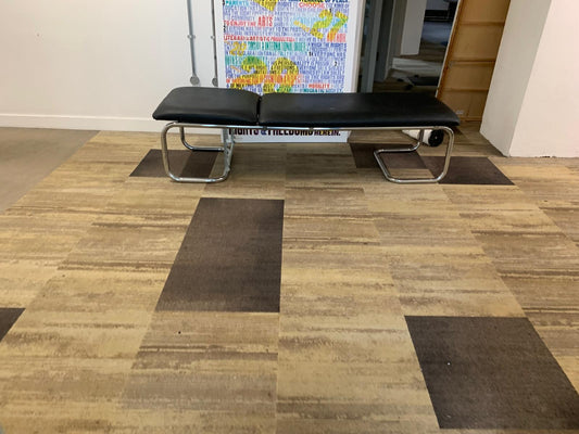 Used Chaise Lounge bench black leather adjustable back rest