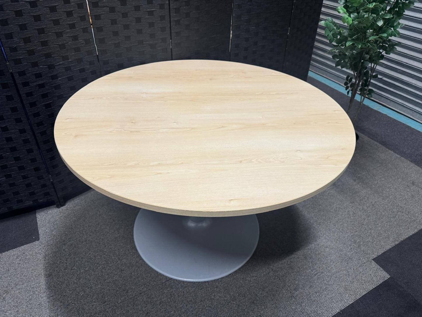 Preowned Round Office Meeting Table in Beech  - 1200mm Diameter