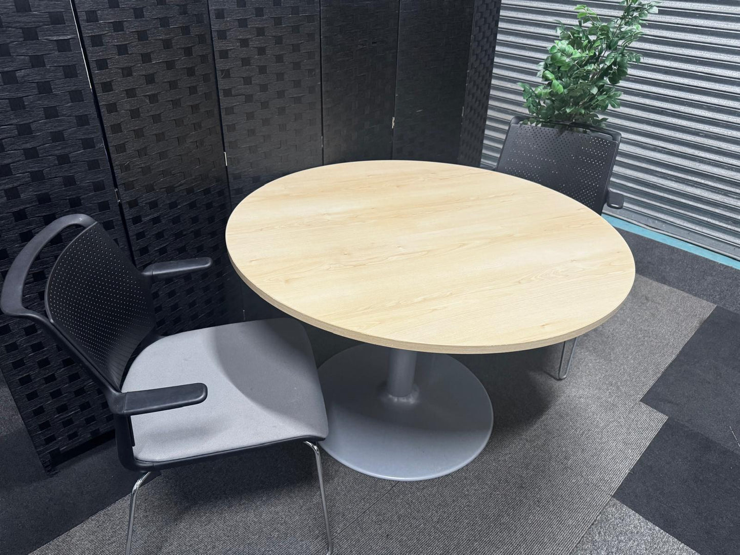 Preowned Round Office Meeting Table in Beech  - 1200mm Diameter