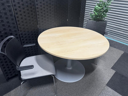 Preowned Round Office Meeting Table in Beech  - 1200mm Diameter