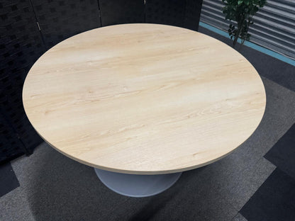 Preowned Round Office Meeting Table in Beech  - 1200mm Diameter