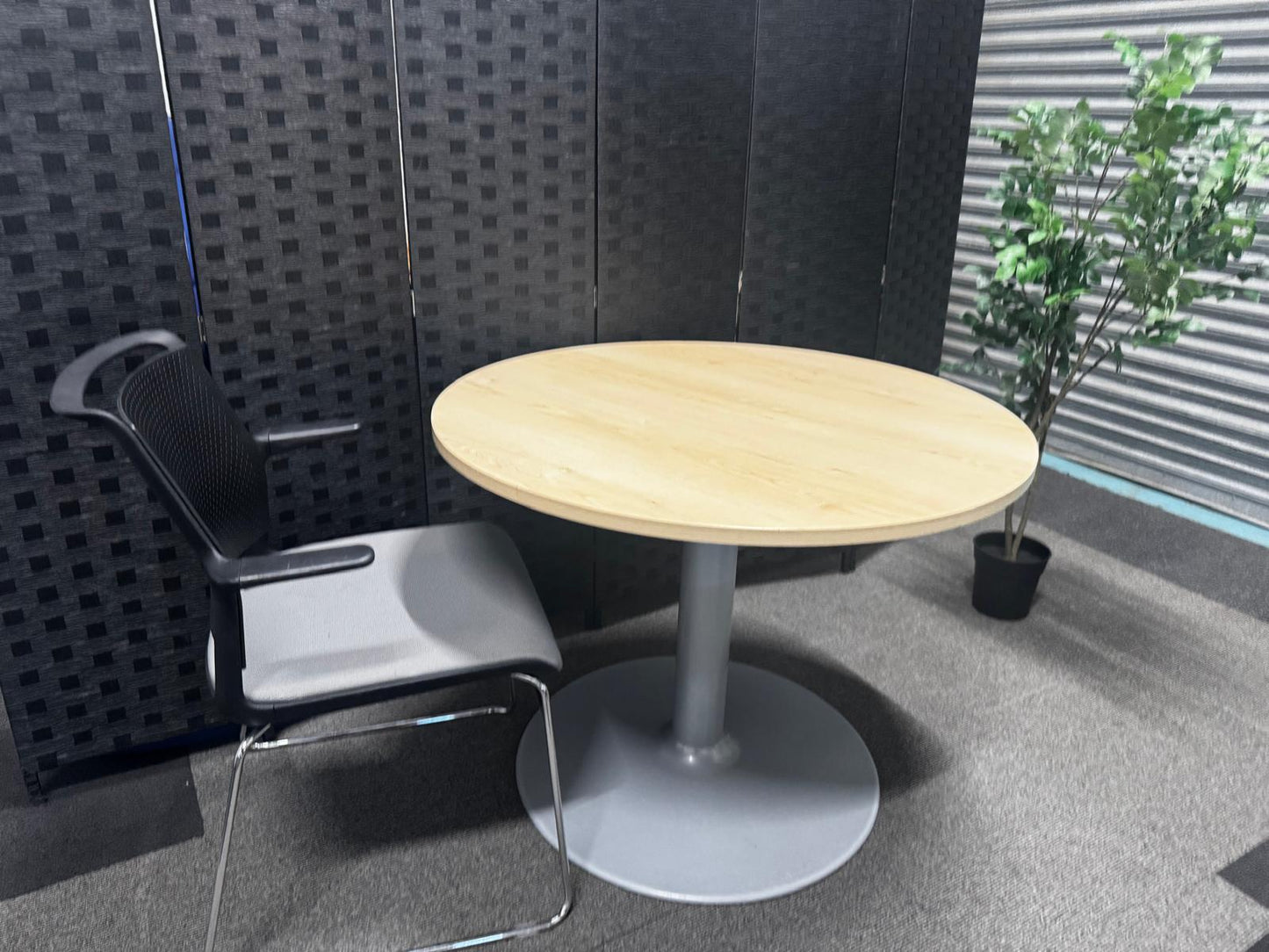 Used Round Office Meeting Table in Beech  - 1000mm Diameter