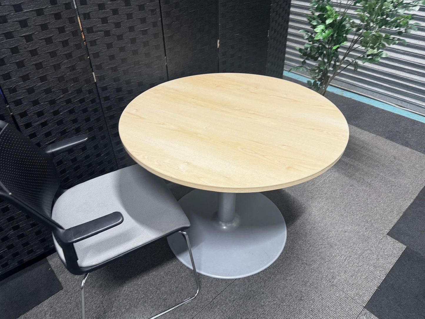 Used Round Office Meeting Table in Beech  - 1000mm Diameter