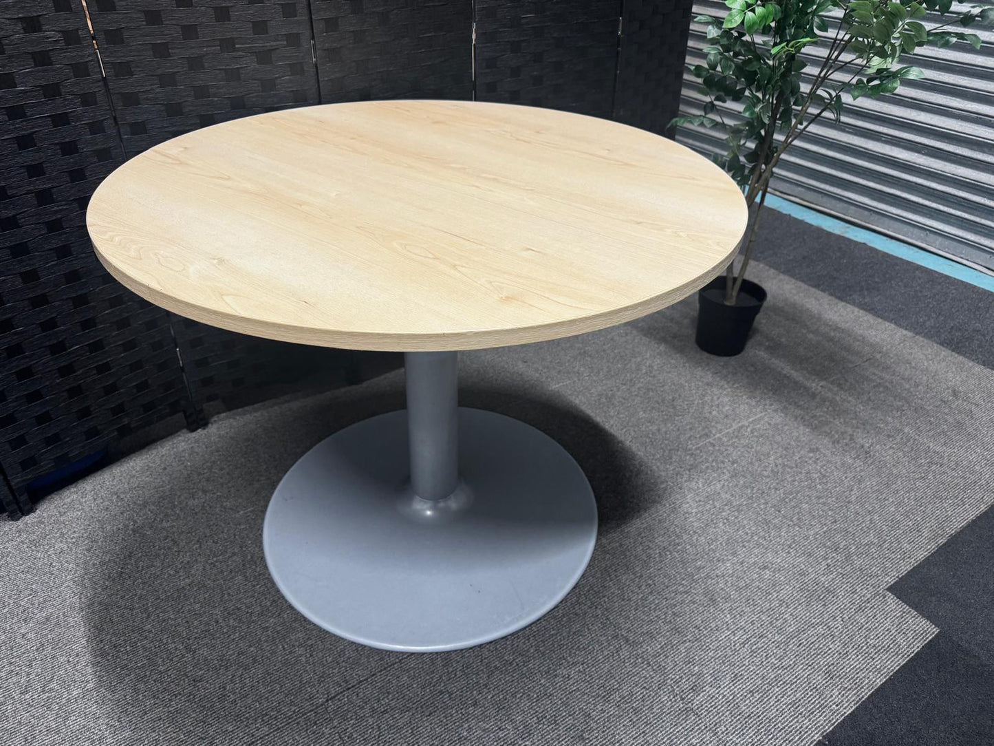 Used Round Office Meeting Table in Beech  - 1000mm Diameter