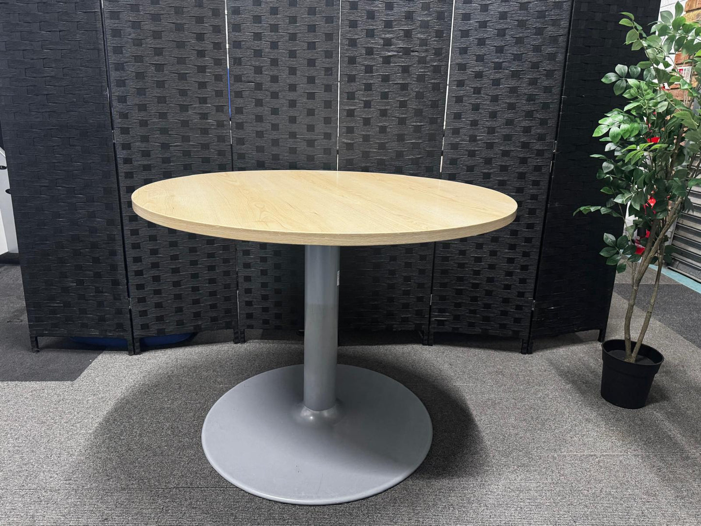Used Round Office Meeting Table in Beech  - 1000mm Diameter