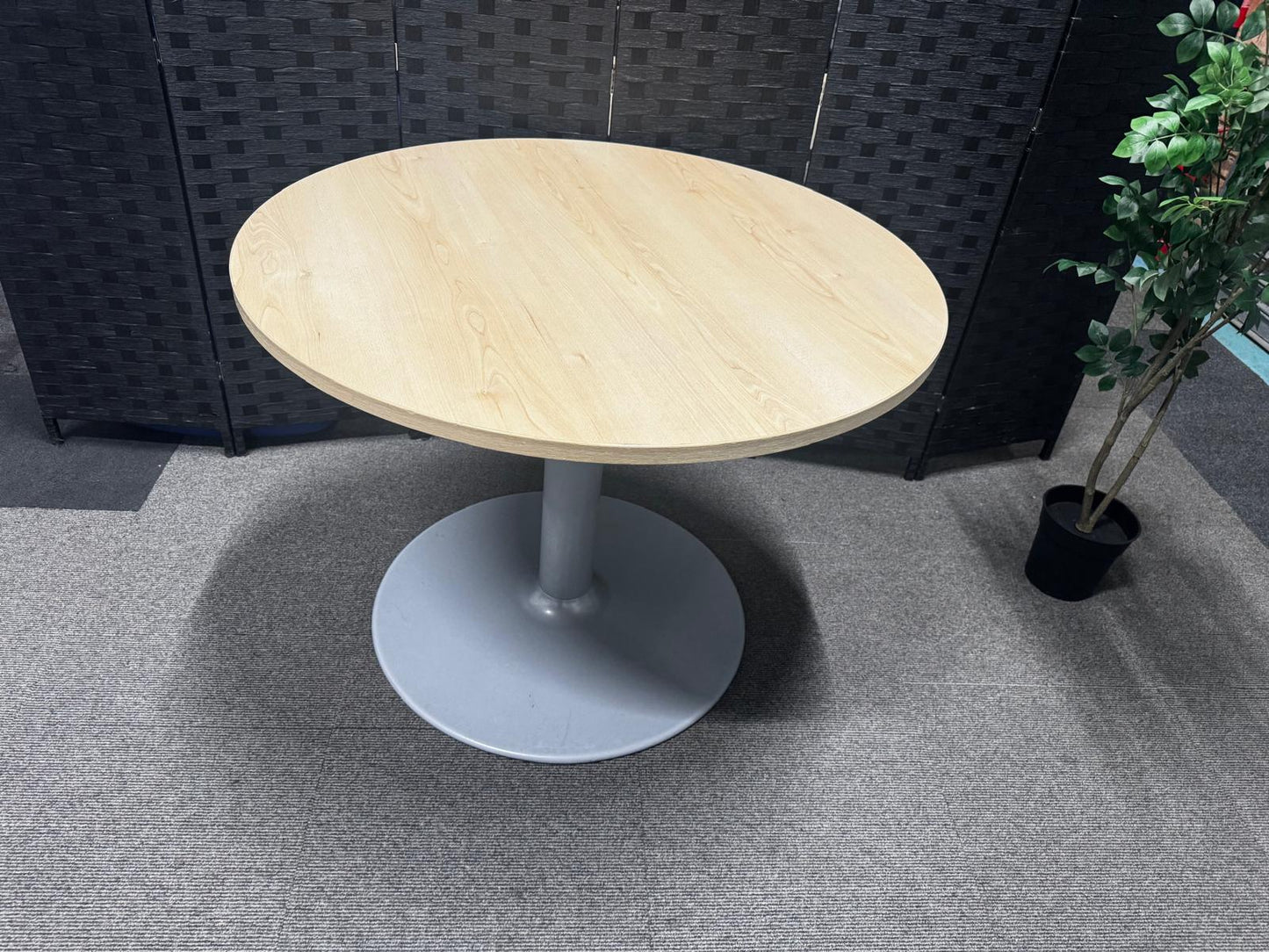 Used Round Office Meeting Table in Beech  - 1000mm Diameter