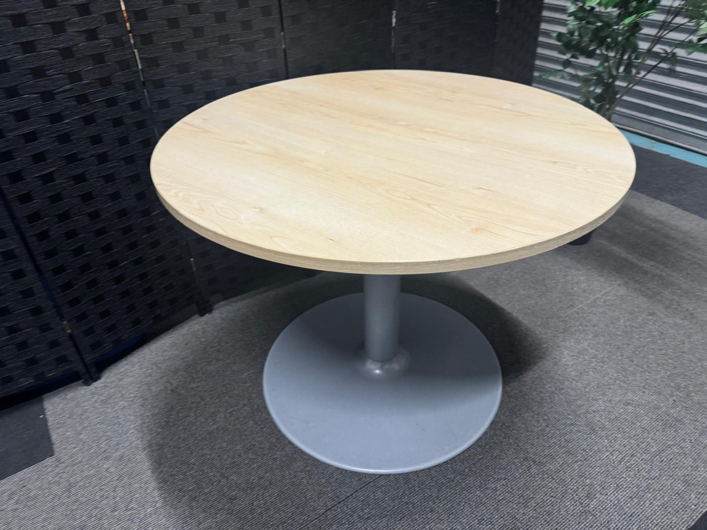 Used Round Office Meeting Table in Beech  - 1000mm Diameter