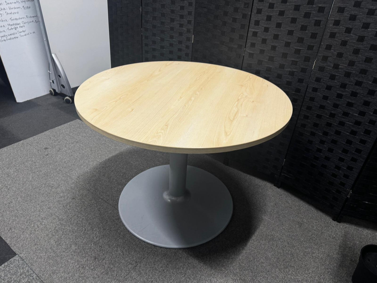 Used Round Office Meeting Table in Beech  - 1000mm Diameter