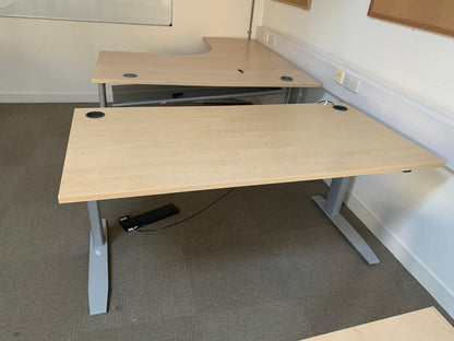 Used Sven sit stand height adjustable desk  160cm  x  80cm beech