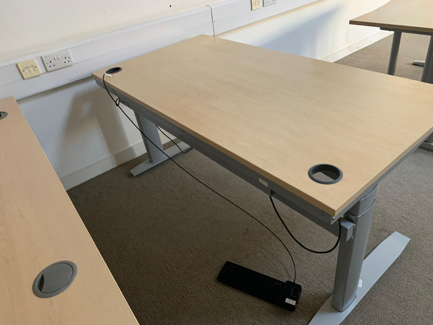 Used Sven sit stand height adjustable desk  160cm  x  80cm beech