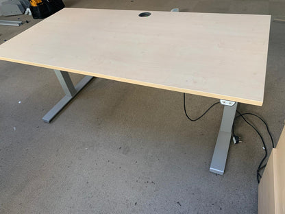 Used desk sit stand height adjustable cable port 160cm x 80cm office