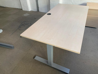 Used desk sit stand height adjustable cable port 160cm x 80cm office