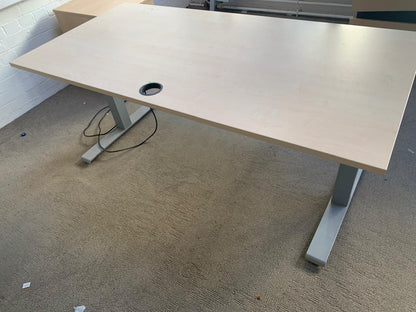Used desk sit stand height adjustable cable port 160cm x 80cm office