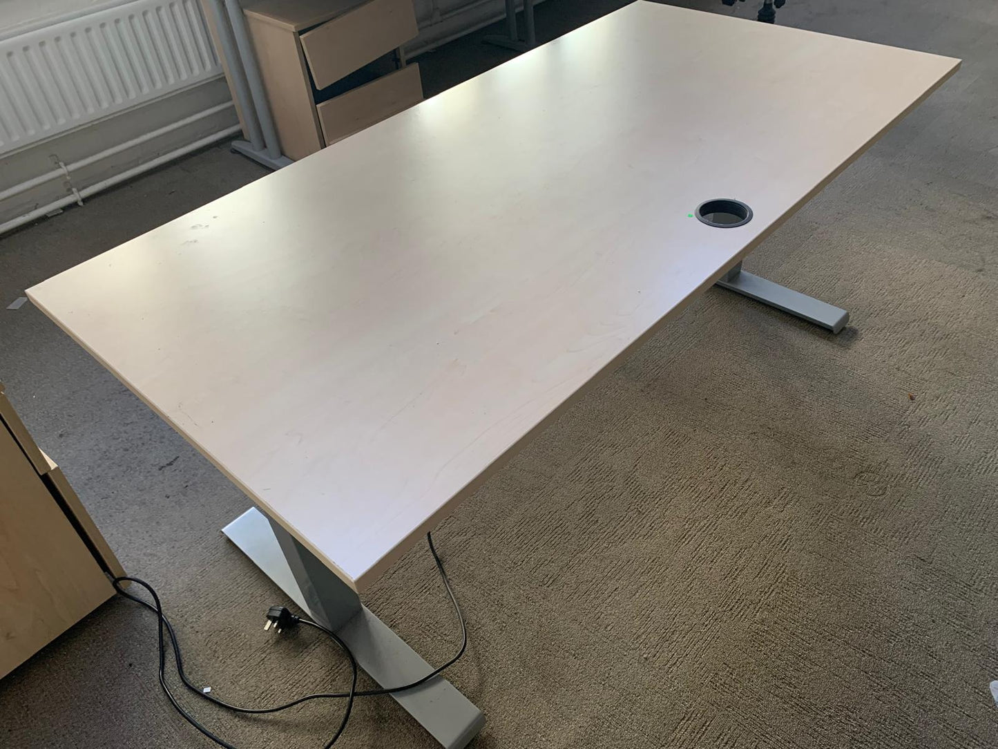 Used desk sit stand height adjustable cable port 160cm x 80cm office
