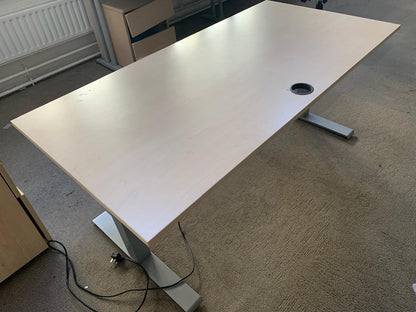 Used desk sit stand height adjustable cable port 160cm x 80cm office