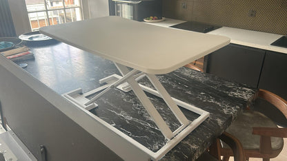 Preowned used White Table Top Sit- Stand desk converter 73cm x 47cm