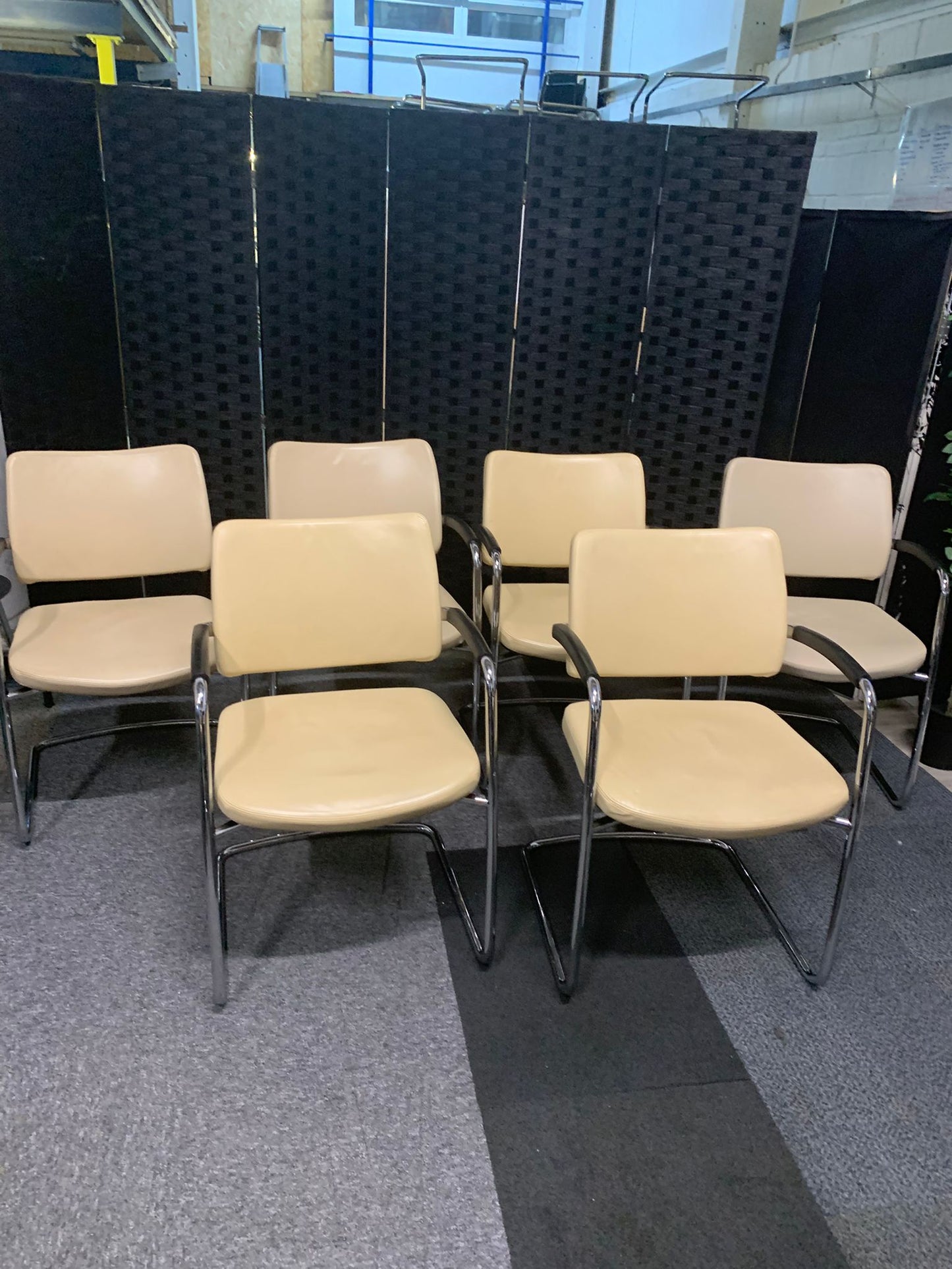 Used Meeting Boardroom Office Chair Cream Leather Boss Design