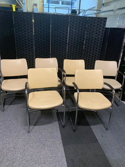 Used Meeting Boardroom Office Chair Cream Leather Boss Design