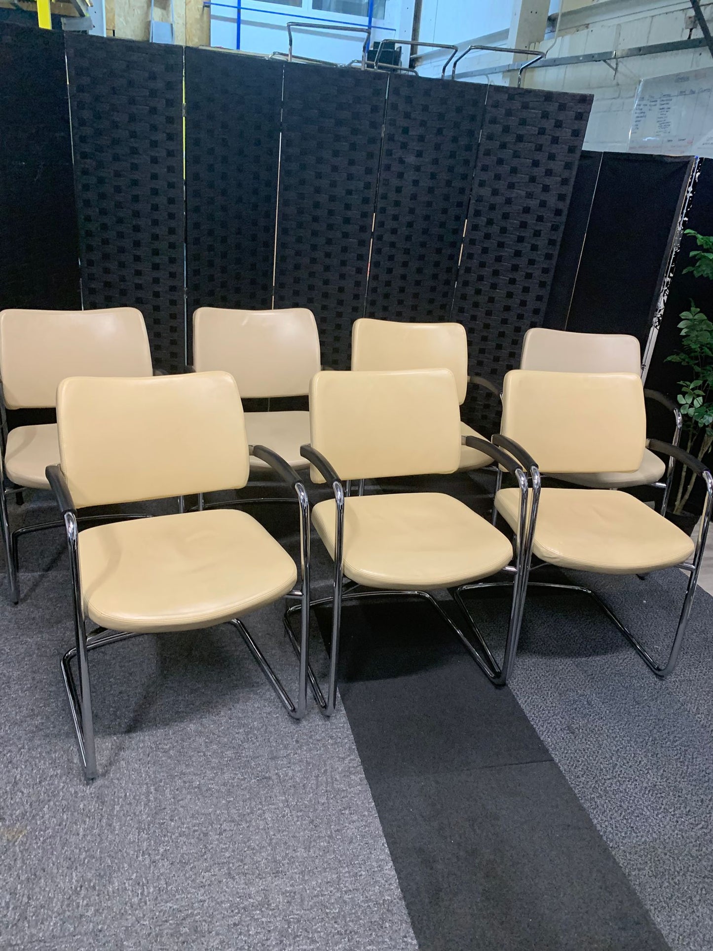 Used Meeting Boardroom Office Chair Cream Leather Boss Design