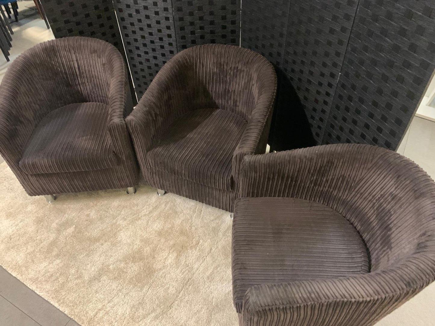 Used Dark Brown Corduroy tub chairs