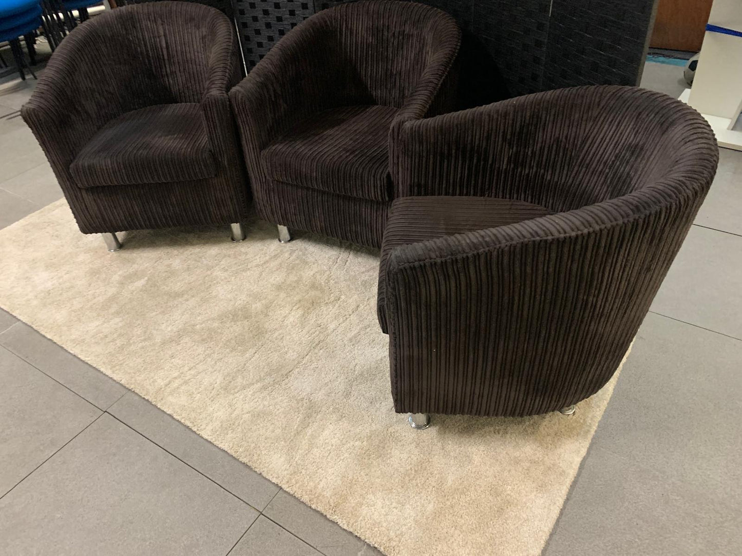 Used Dark Brown Corduroy tub chairs