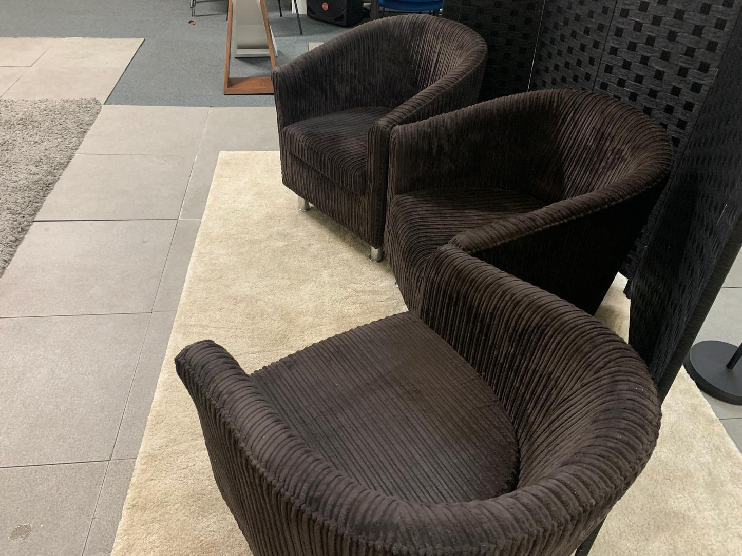 Used Dark Brown Corduroy tub chairs