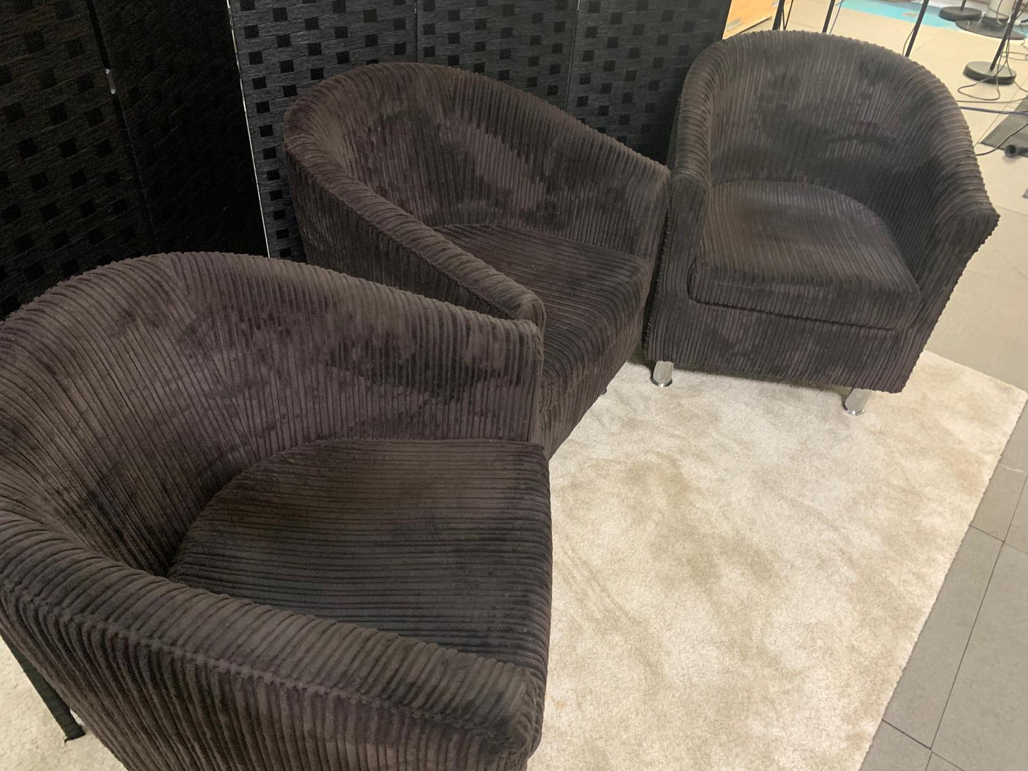 Used Dark Brown Corduroy tub chairs