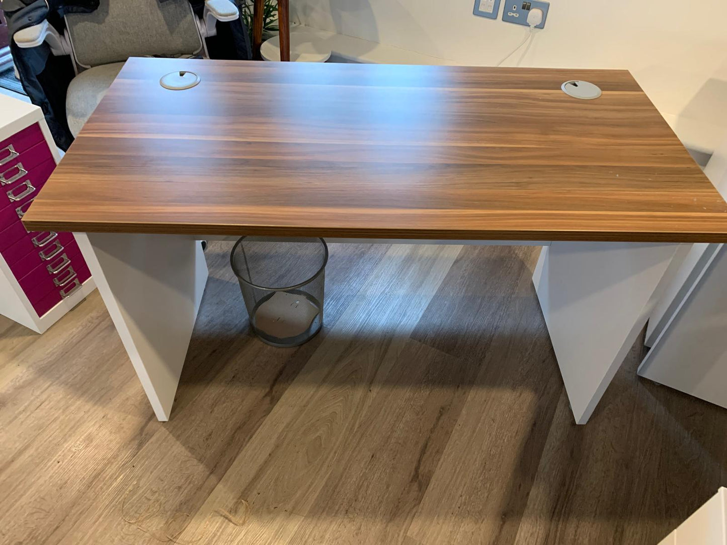 Used Single Office Desk Walnut White  W 120cm x D 60cm x 73cm