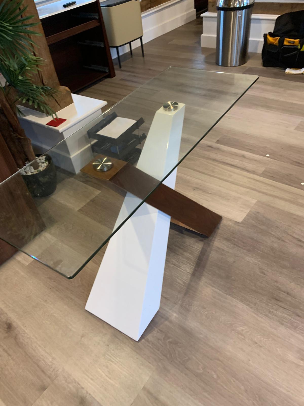 Used Console Table  Cross- legged Glass Slimline H 76cm x W 120cm x D 46cm