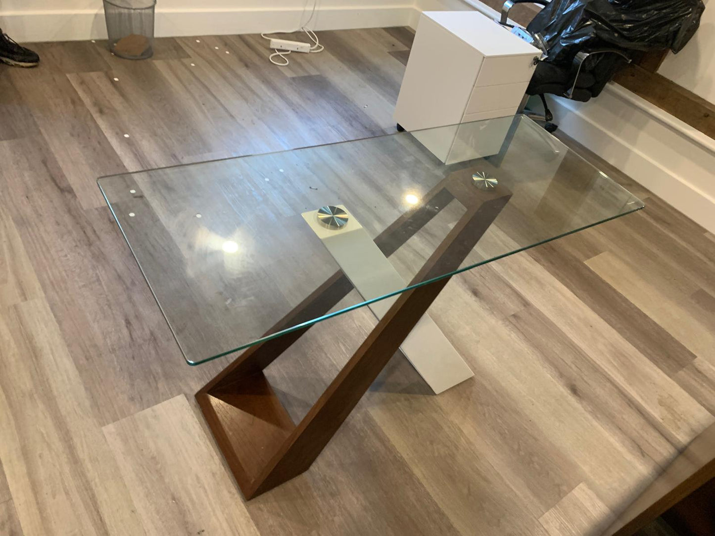 Used Console Table  Cross- legged Glass Slimline H 76cm x W 120cm x D 46cm