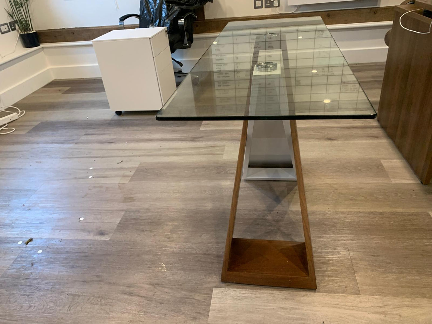 Used Console Table  Cross- legged Glass Slimline H 76cm x W 120cm x D 46cm