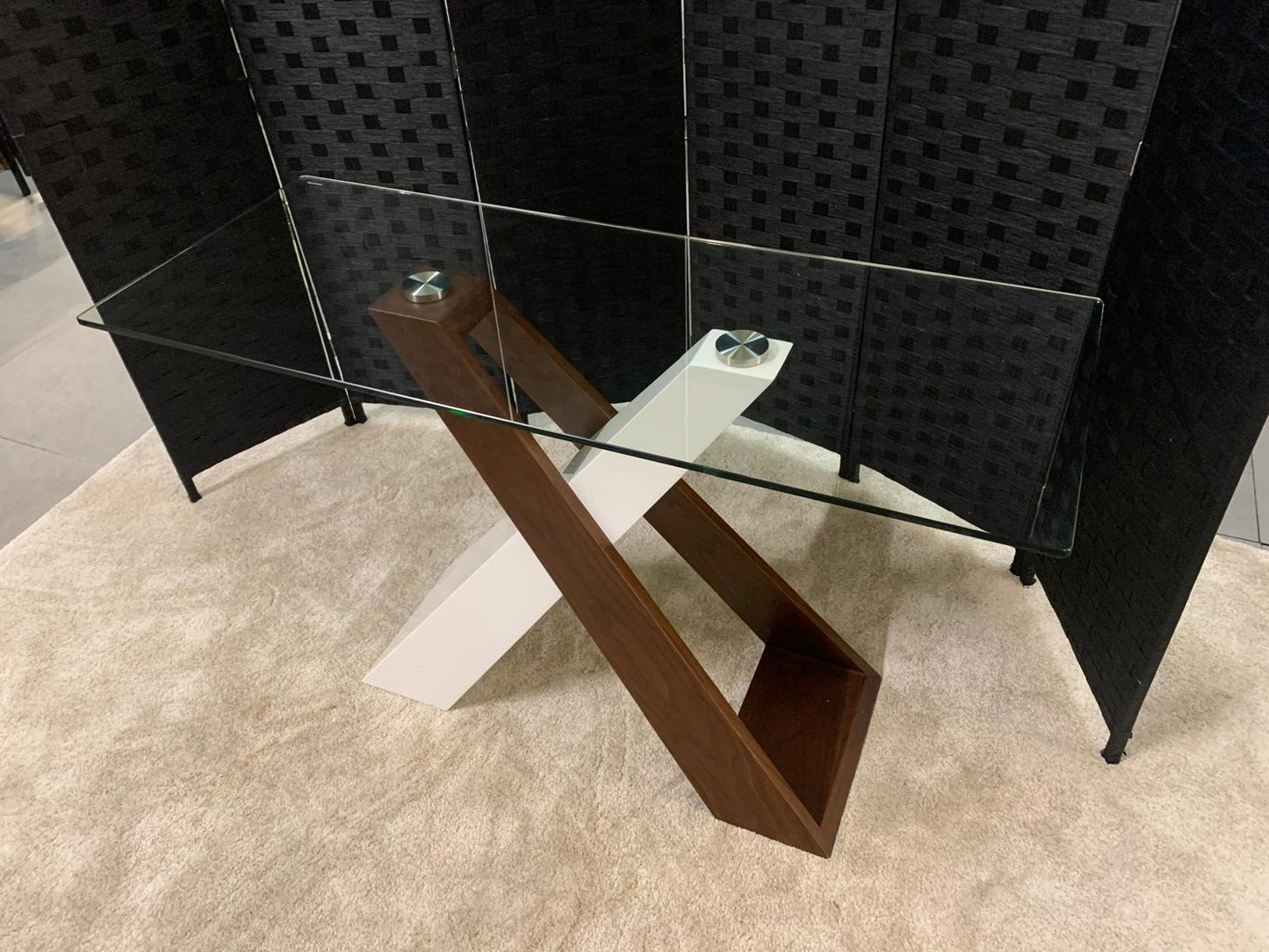 Used Console Table  Cross- legged Glass Slimline H 76cm x W 120cm x D 46cm