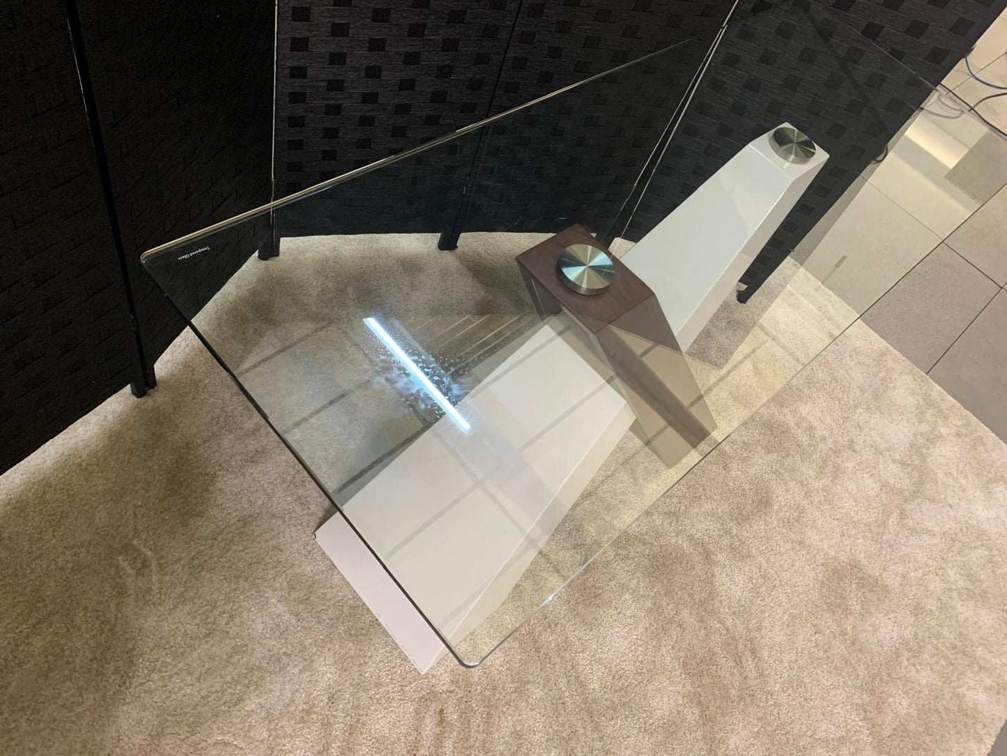 Used Console Table  Cross- legged Glass Slimline H 76cm x W 120cm x D 46cm