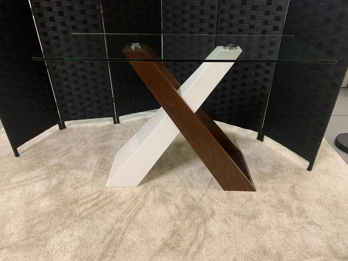 Used Console Table  Cross- legged Glass Slimline H 76cm x W 120cm x D 46cm