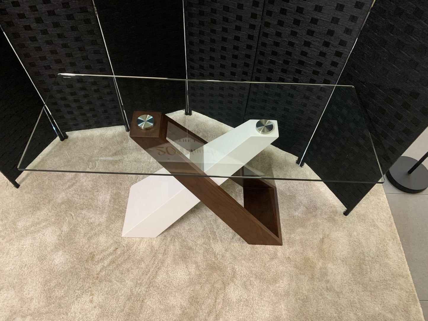 Used Console Table  Cross- legged Glass Slimline H 76cm x W 120cm x D 46cm