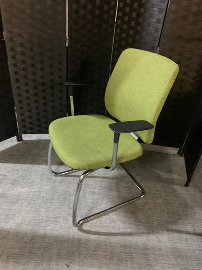 Second hand Orangebox Meeting chair cantilever green. £79
