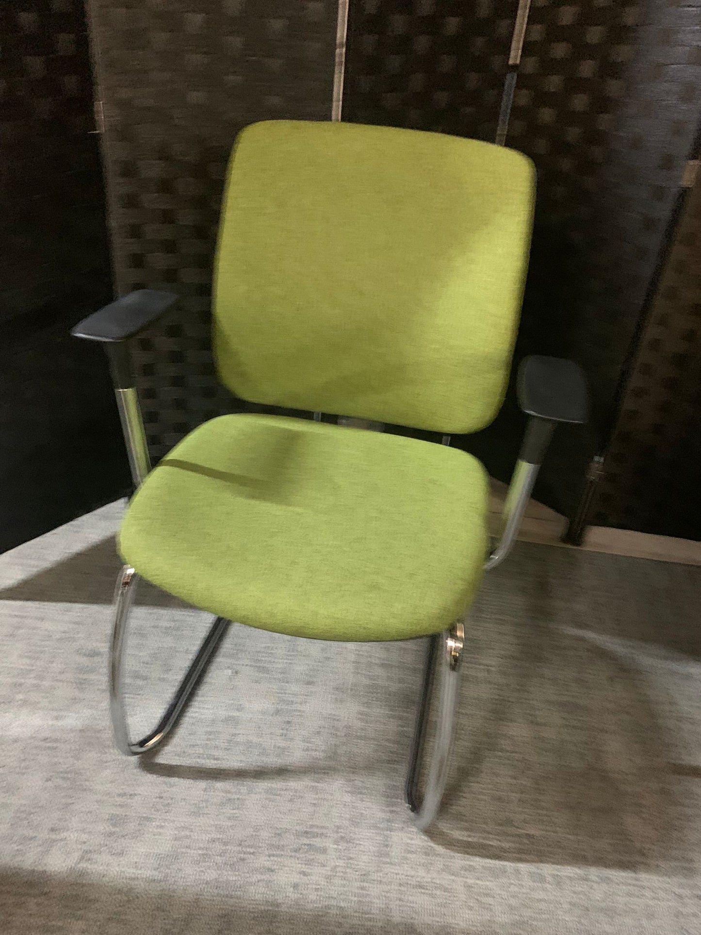 Second hand Orangebox Meeting chair cantilever green. £79