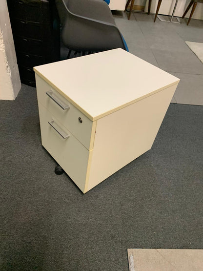 Used pedestal office drawer mobile 2 drawer white lockable H 55cm x D 60cm x W 42cm