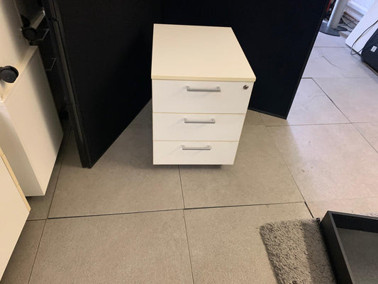 Used pedestal office drawer mobile 3 drawer white lockable H 55cm x D 60cm x W 42cm