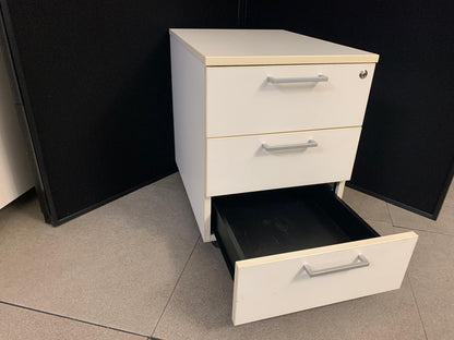 Used pedestal office drawer mobile 3 drawer white lockable H 55cm x D 60cm x W 42cm