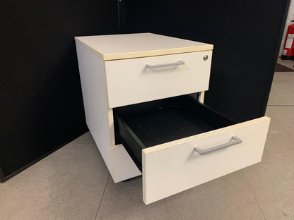Used pedestal office drawer mobile 3 drawer white lockable H 55cm x D 60cm x W 42cm